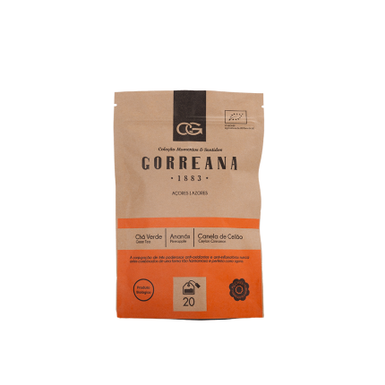 Chá Verde dos Açores com Ananás e Canela do Ceilão Gorreana em Saquetas, 20 unid. BIO